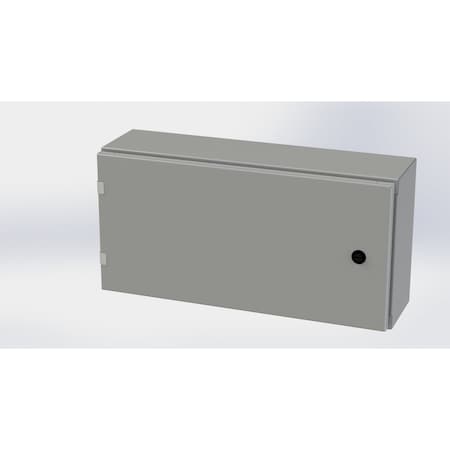 Saginaw Control & Engineering 1/4 Turn Latch Electrical Enclosures, 12 in H, 6 in D, 24 in W, NEMA 3R, 4, 12, 13, Carbon Steel SCE-12EL2406LP